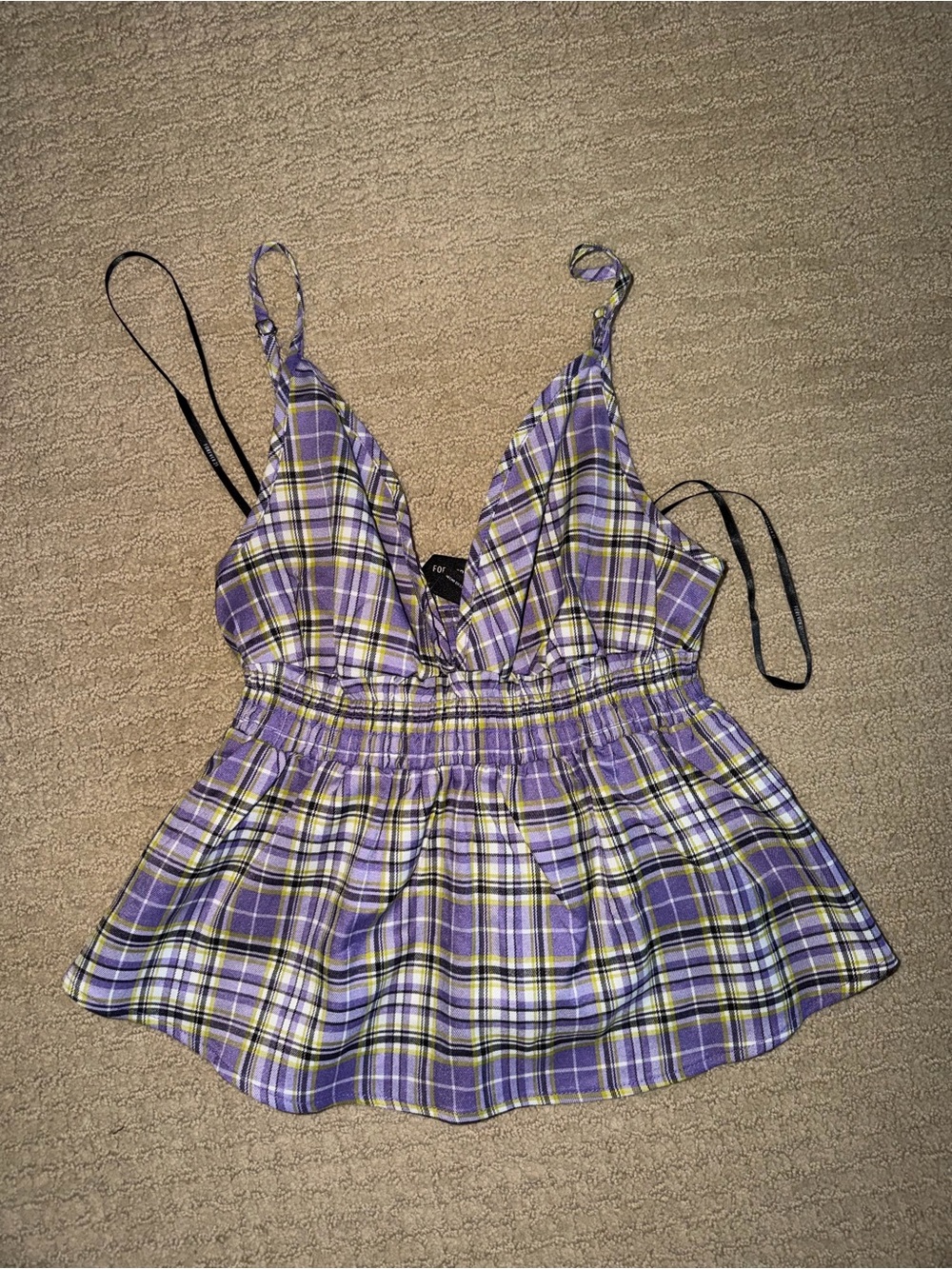 Plaid Purple V-Neck Women's Camisole Top
